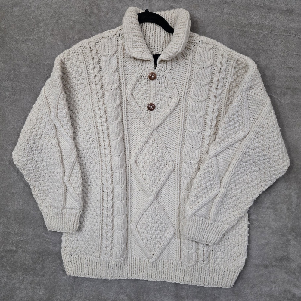 Fisherman Cable Knit Wool Sweater‎ El Gringo Ecuador Artisan Chunky NO SIZE TAG